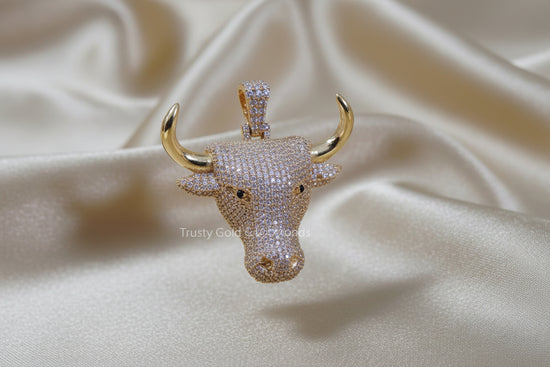 Moissanite Diamond Big Bull Face Pendant • Hip Hop Bling for Statement Style • Lab Grown Diamond Pendant • Statement Lab Grown Pendant
