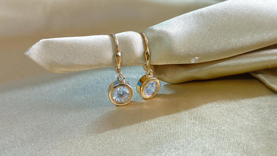 Bezel Earring For women • Lab Grown Diamond Earrings • Solitaire Earrings • Lever Back Earrings • Gift for Women • Two Stone Dangle Earrings