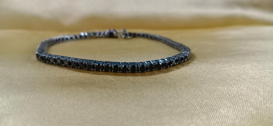 Tennis Bracelet For Women • Black Diamond Silver Tennis Bracelet • Diamond Tennis Bracelet • Anniversary Gift • Size-7"• Statement Bracelet