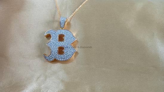 Letter Pendant In Silver •Any Letter Moissanite Pendant • Mens Moissanite Pendant • 3B Pendant • Baguette Pendant • Statement Jewelery Gift