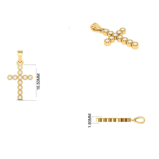 Cross Pendant • Lab Grown Diamond • Dainty Cross Pendant Necklace for Women • 0.11ct Pendant • Gold Pendant • Perfect Gift • Without Chain