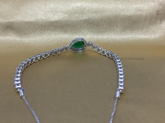 Timeless Teardrop Green Pear Cut Tennis Bracelet 5-10 Inch • Half Bezel Set Pear Cut Tennis Bracelet For Women • Anniversary Gift for Her