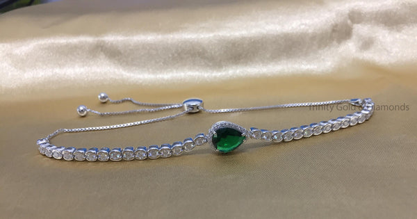 Timeless Teardrop Green Pear Cut Tennis Bracelet 5-10 Inch • Half Bezel Set Pear Cut Tennis Bracelet For Women • Anniversary Gift for Her