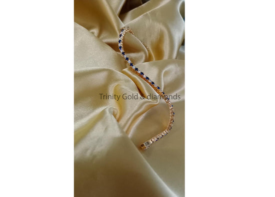 3.0MM Tennis Bracelet • Blue Sapphire and White Moissanite Diamond Tennis Bracelet for Women • Size-5-10 Inch • Anniversary Gift for Women