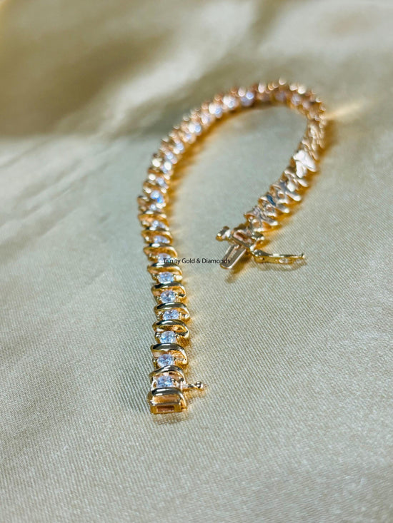 Lab Grown Diamond S Link Bracelet for Women • 3.0mm Curved Tennis Bracelet • Perfect Anniversary Gift for Her • Size 5-10 Inches
