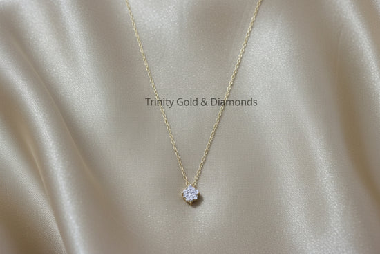 Flower Pendant • Dainty Flower Pendant for Girl • Moissanite Cluster Pendant • Minimalist Pendant with Chain • Perfect Gift for Her