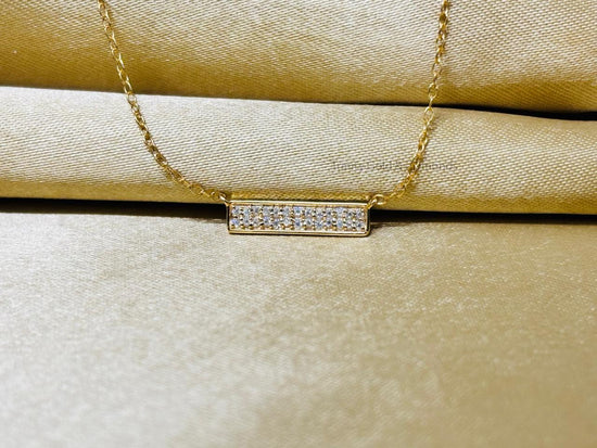 Two Row Bar Pendant • Dainty Two Row Moissanite Necklace for Girl • Minimalist Pendant Necklace • Perfect Gift for Her