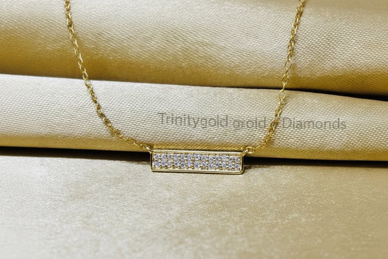 Two Row Bar Pendant • Dainty Two Row Moissanite Necklace for Girl • Minimalist Pendant Necklace • Perfect Gift for Her