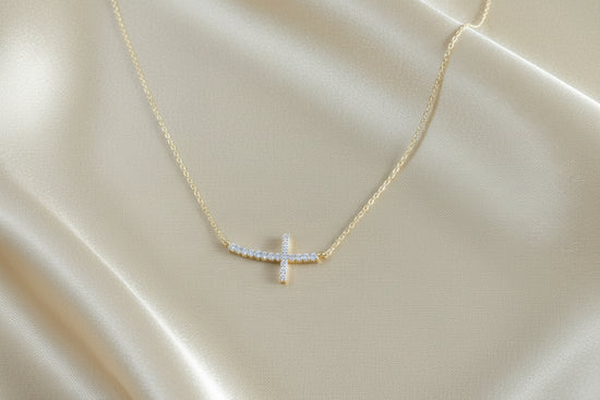 Cross Layered Necklace for Women • Dainty Moissanite Cross Pendant Necklace • Minimalist Jewelry Gift for Her