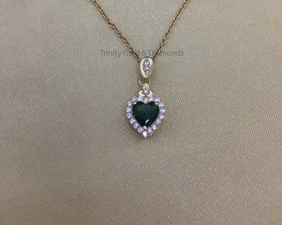 Green Heart Pendant • Dainty Heart Necklace for Women • Minimalist Pendant Necklace • Perfect Gift for Her •