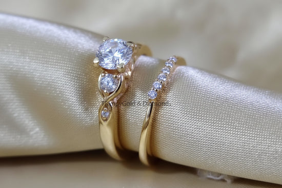 Three Stone Bridal Set • Solitaire Lab Grown Bridal Set For Women • Wedding Set • Perfect Classic Wedding Gift for Her • Size-5 -12 USA