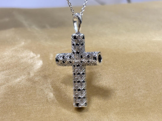 Handmade Cross Pendant • Black Gemstone Cross Pendant Necklace for Women • Perfect Christmas Gift • Cross Necklace