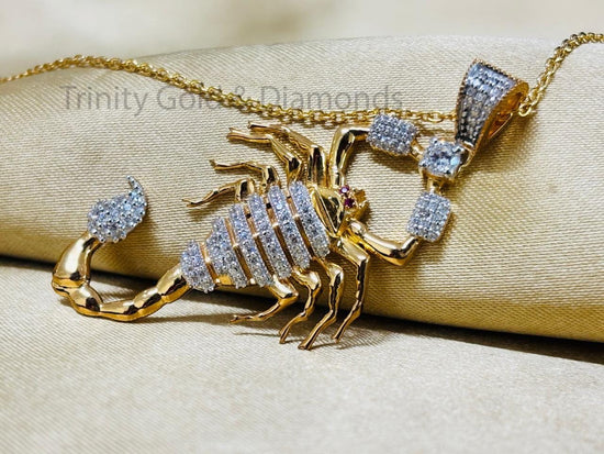 Moissanite Diamond Scorpio Pendant Necklace • Statement Style • Diamond Pendant • Sea Scorpio Pendant Necklace Perfect Gift