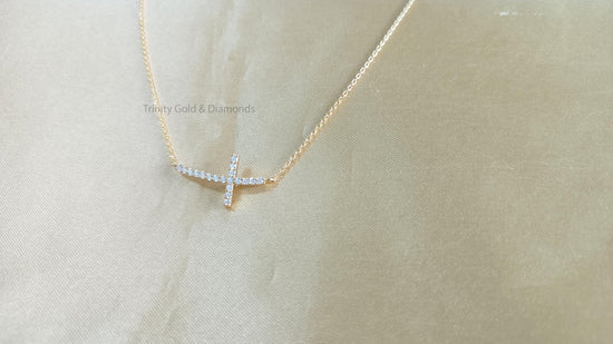 Cross Layered Necklace for Women • Dainty Moissanite Cross Pendant Necklace • Minimalist Jewelry Gift for Her