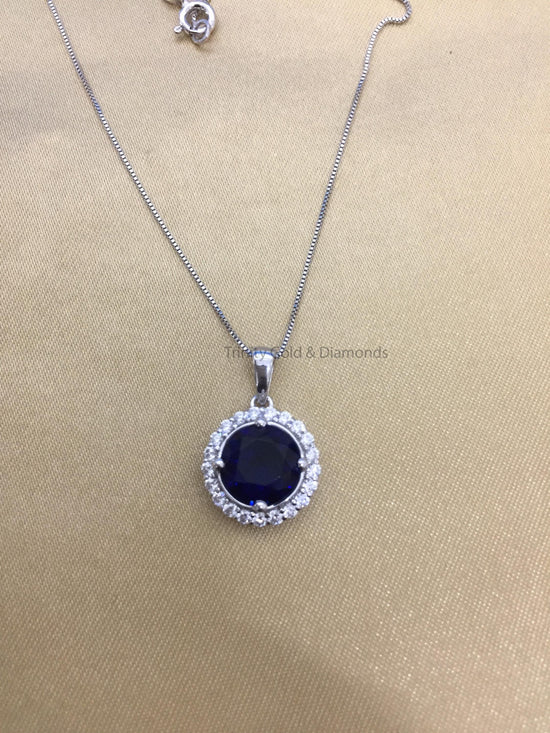 Big Sapphire Lab Grown Diamond Pendant Necklace for Women • Diamond Pendant • Sapphire Pendant • Perfect Gift for Women