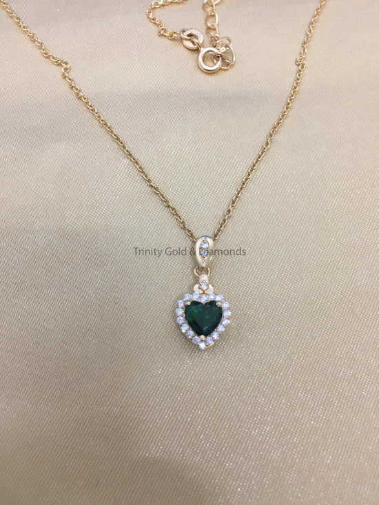 Green Heart Pendant • Dainty Heart Necklace for Women • Minimalist Pendant Necklace • Perfect Gift for Her •