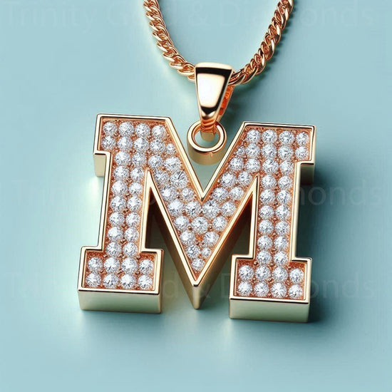 Custom Moissanite Letter Necklace • Diamond Letter Pendant • Hip-Hop Sports Jewelry • Personalized Statement Necklace