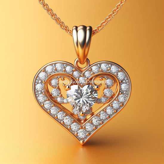 Lab Grown Diamond Heart Pendant Necklace For Women • Heart Necklace • Diamond Gift • Perfect Valentine Gift for Her