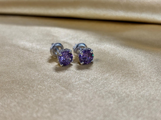 Amethyst Studs • Gemstone Stud Earrings for Women • 6.0mm Stud Earrings with Screw Back • Perfect Gift for Her