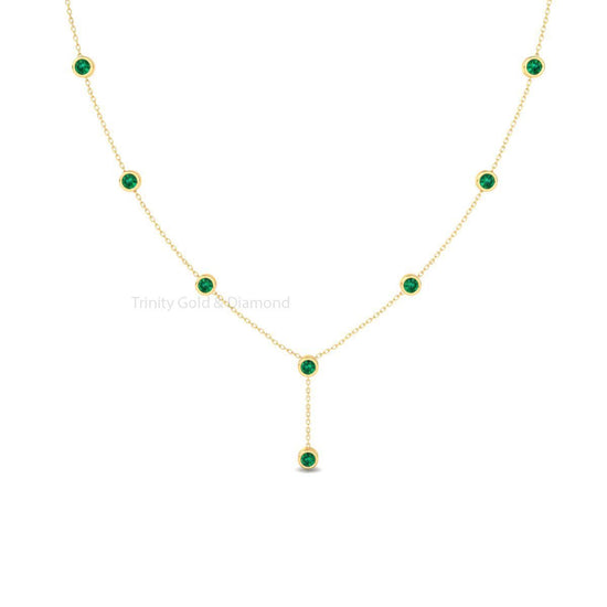 Bezel Set Sapphire Necklace, Minimalist Pendant, Diamond Drop Y Shaped Necklace, Classic Necklace, Bridal Necklace, Sapphire Y Shape Pendant