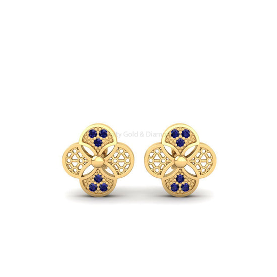 Emerald Stud Earrings, Gemstone Earrings, Flower Stud Earrings, Wedding Earrings For Her, Dainty Green Flower Earrings, Dainty Silver Studs