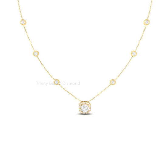 Radiant Diamond Necklace, By the Yard Diamond Necklace, 6 Stations Necklace, Dainty Diamond Necklace, Layering Choker, Wedding Jewelry Gift