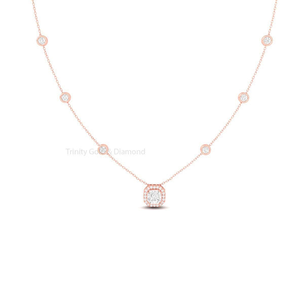 Radiant Diamond Necklace, By the Yard Diamond Necklace, 6 Stations Necklace, Dainty Diamond Necklace, Layering Choker, Wedding Jewelry Gift