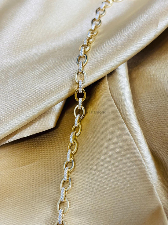 Chain Link Bracelet for Women, Adjustable Dainty CZ Accent Bracelet, 14K Gold Plated Paperclip Link Jewelry Gift for Her