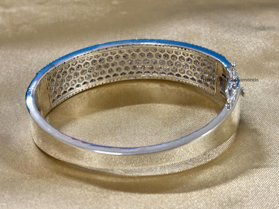 Big Bangles For Women • Classic Sapphire and White Moissanite Diamond Bangle Bracelet for Women • Anniversary Statement Diamond Bangle Gift