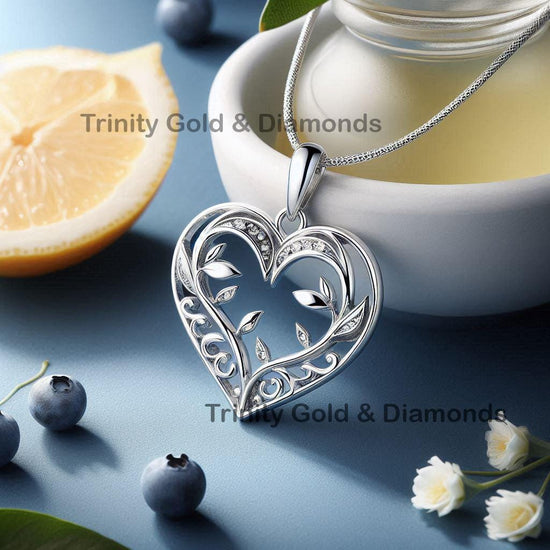 Heart Locket Necklace • Moissanite Heart Pendant • Leaf Heart Necklace • Heart Jewelry • Gift For Women Necklace Perfect • Gift for Women