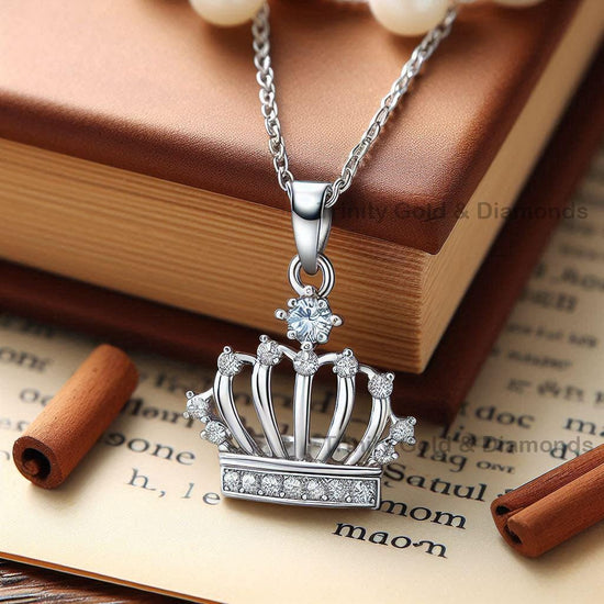 Crown Moissanite Pendant Necklace • 925 Sterling Silver Crown Necklace • Handmade Gift for Her • Mother’s Day Gift