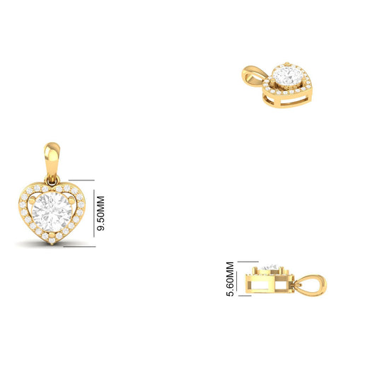 Heart Halo Diamond Pendant, 14K Gold Plated Moissanite Charm, Gift for Her, Handmade Jewelry for Mom, Mother’s Day Love Necklace