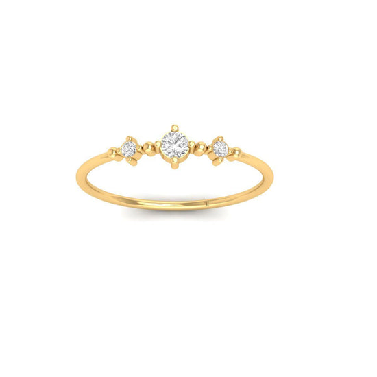 Three Stone Diamond Dainty Ring | 14K Gold Plated Thin Band Ring | Minimalist Promise Ring | Handmade Gift Jewelry for Women