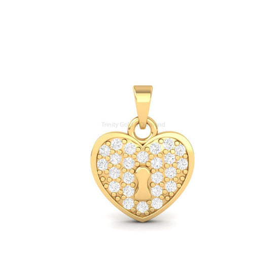 Heart Keyhole Pendant Charm, Lock & Love Jewelry Gift for Women, Handmade Sparkle Pendant, Romantic Gift Idea