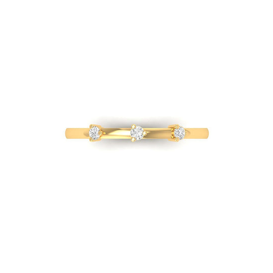 Three Stone Moissanite Ring in 14KT Gold Over Sterling Silver | Dainty Promise Ring | Minimalist Stacking Band for Her