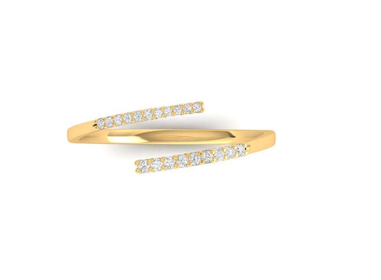 Open Bypass Moissanite Ring in 14KT Gold Over Sterling Silver | Dainty Wrap Adjustable Band | Minimalist Gift Ring for Her