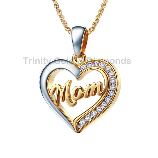 Mom Heart Pendant Necklace in Gold Over Sterling Silver, Mother’s Day Gift for Mom, Jewelry Gift for Her