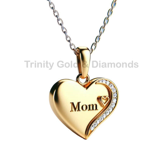 Mom Necklace, Sterling Silver Heart Pendant, Mother’s Day Jewelry Gift from Daughter or Son