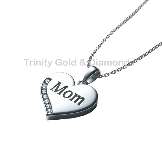 Sterling Silver Heart Pendant Necklace for Mom with Engraved Design – Elegant Mother’s Day Jewelry Gift