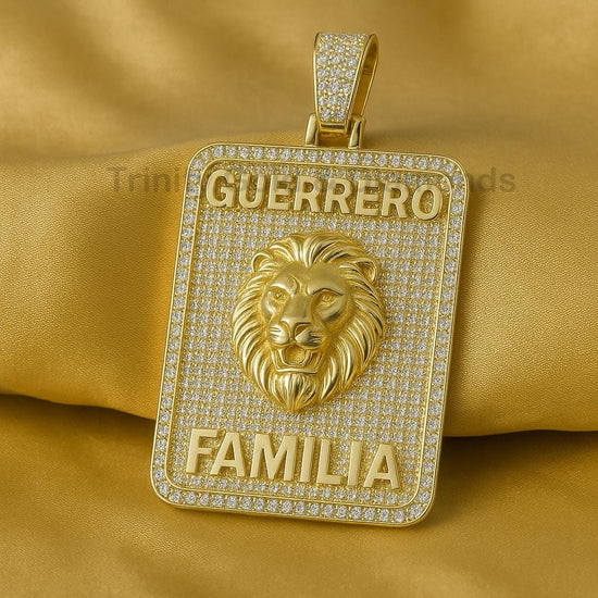 Guerrero Familia Lion Pendant Necklace, Iced Out Strength & Family Jewelry, Bold Statement Gift for Him
