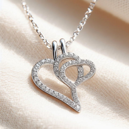 Triple Heart Pendant • HEART PENDANT • Moissanite Heart Necklace • Pave Heart Pendant • Heart Necklace • Perfect Mothers Day Gift