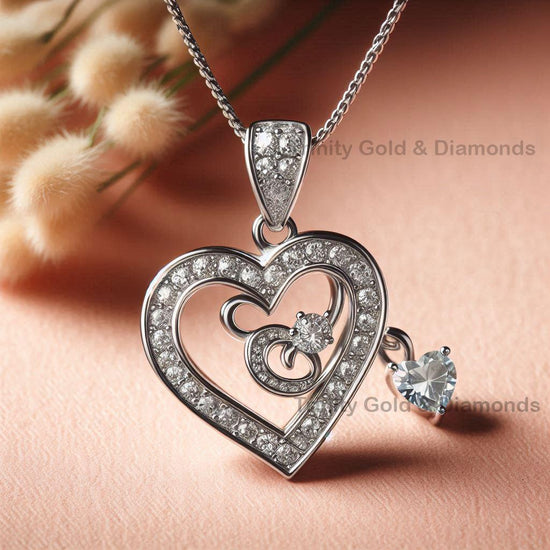 Double Heart Moissanite Pendant Necklace • Dainty Diamond Heart Charm • Handmade Mother’s Day Gift • Elegant Necklace for Her