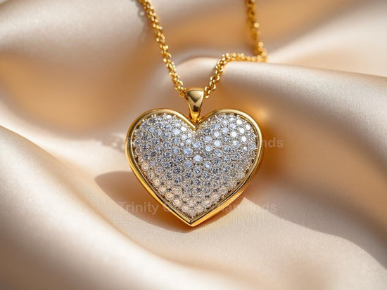 Pave Diamond Heart Pendant Necklace for Women | 18K Gold Over Sterling Silver | Luxury Love Gift Jewelry