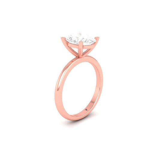 Oval Solitaire Engagement Ring for Her, Classic Minimal Proposal Ring, Elegant Handmade Ring Gift for Women