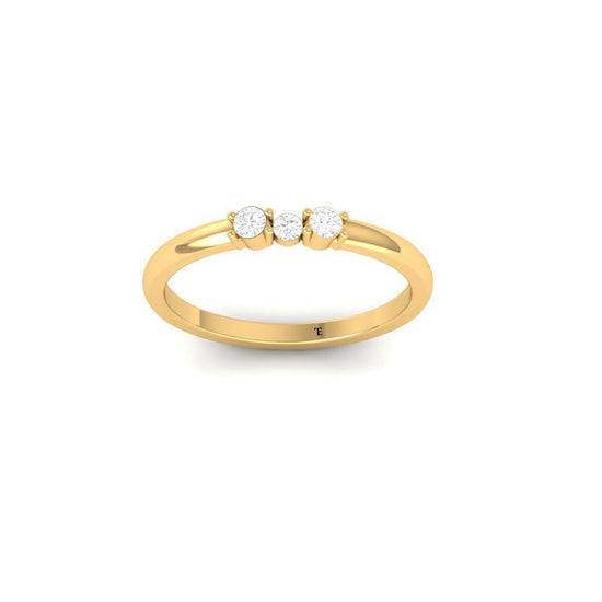 Three Stone Dainty Ring in 14KT Gold Over Sterling Silver | Vintage Diamond-Shaped Center Ring | Promise Stackable Gift Ring