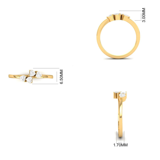 Triple Heart Diamond Ring, Cluster Heart Promise Ring for Women, Dainty Handmade Gift Ring, Anniversary Jewelry