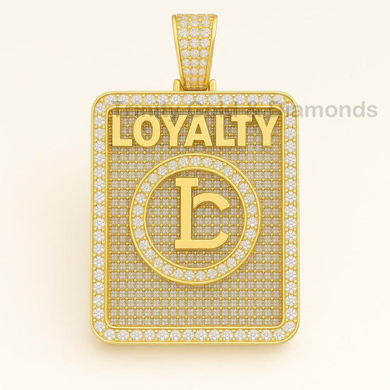 Loyalty Pendant for Men, Gold Iced Out Hip Hop Necklace, Urban Statement Jewelry, Bling LC Pendant Gift, Rapper Chain