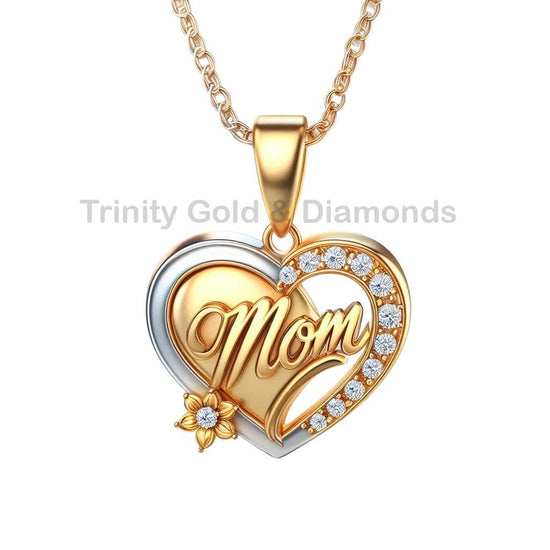 Mom Heart Pendant Necklace, Lab Grown Diamond Jewelry , Mother’s Day Gift for Her, Sentimental Jewelry from Daughter or Son