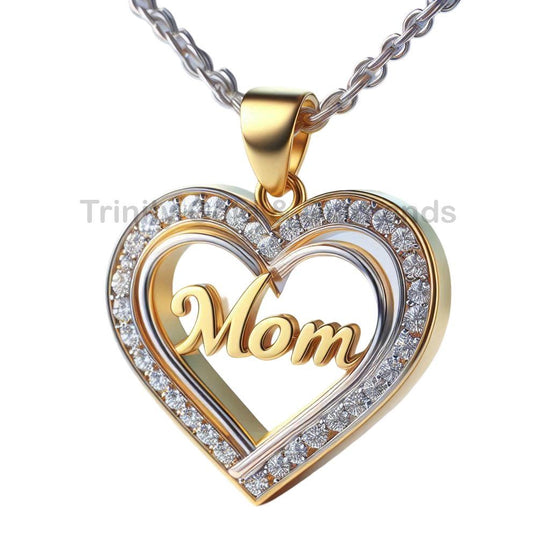 Lab Grown Mom Heart Pendant Necklace •  Diamond Jewelry • Perfect Mother’s Day Gift for Her • Sentimental Jewelry from Daughter or Son