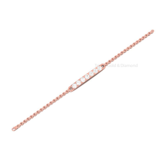 Dainty Bar Bracelet for Women • Rose Gold Chain with Sparkling Stones • Minimalist Diamond-Inspired Jewelry • Gift for Her